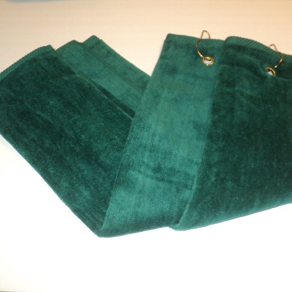 NEW Lot of 2 Luxury Velour Golf Towels Green 16 1/2" x 25 1/2" Ambience